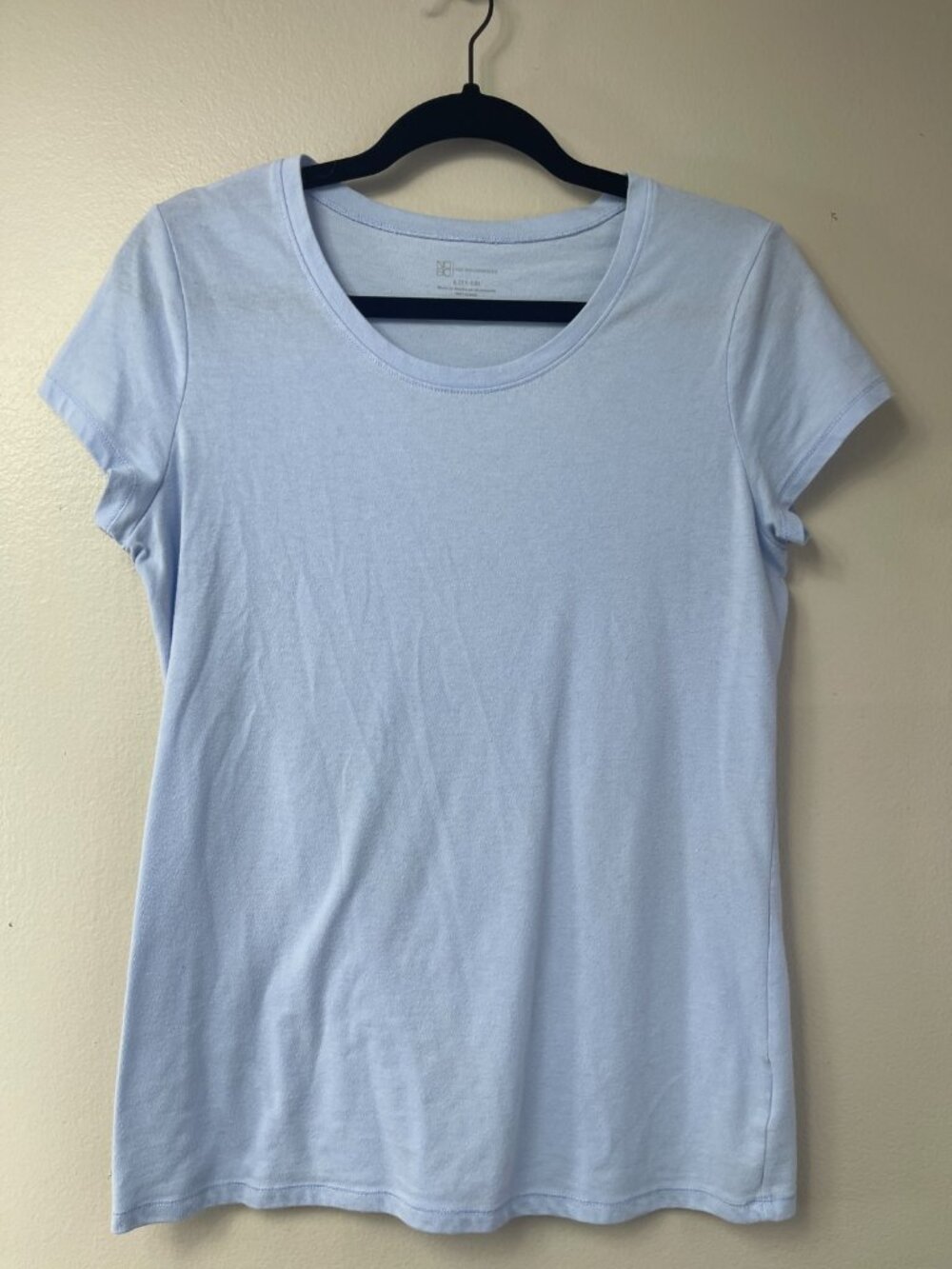 No Boundaries Women's Light Blue Scoop Neck T-Shirt Short Sleeve Size L